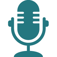 The digital storytelling initiative logo features an icon of a microphone in teal